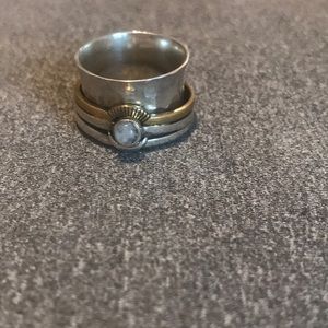 Sterling Silver Moonstone Spin Ring